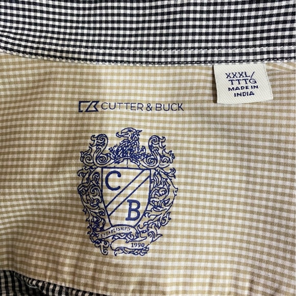 Cutter & Buck Men’s Black & White Gingham Pocket Short Sleeve Shirt - Picture 5 of 7